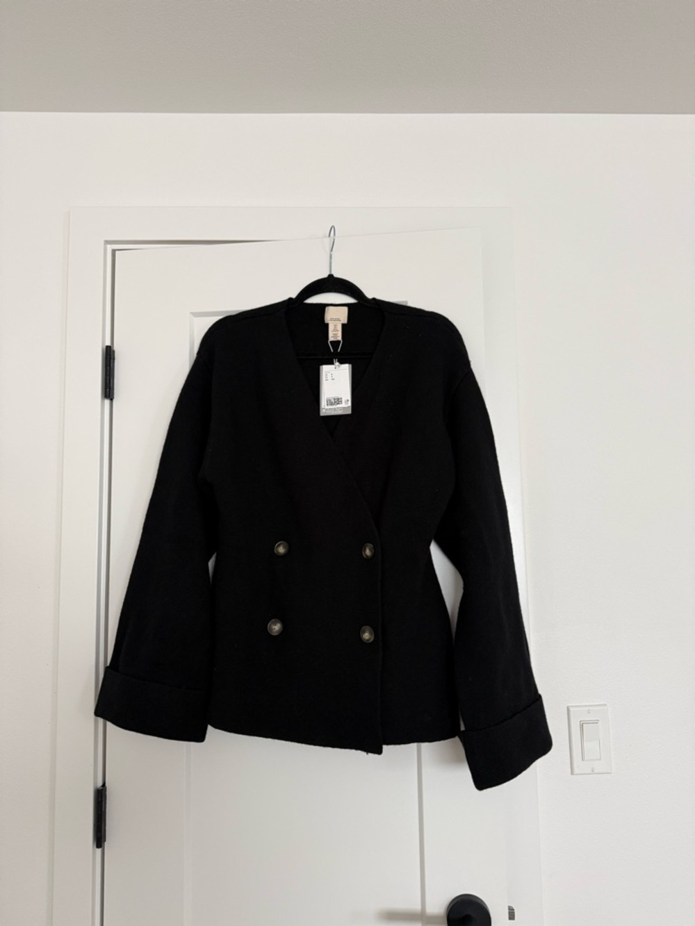 H&M Premium Black Wool Blend Cardigan